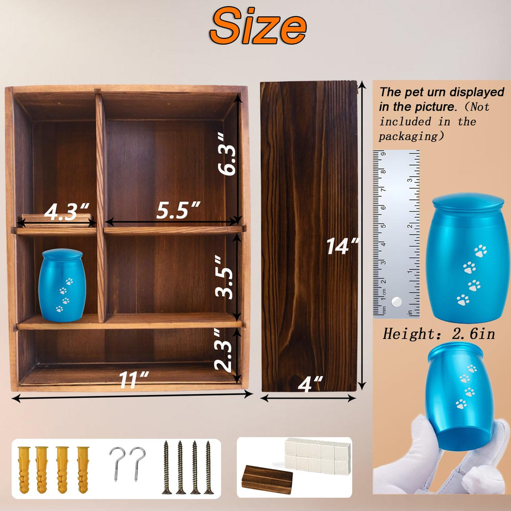 Sofunii Pet Memorial Shadow Box interior setup with adjustable keepsake slots