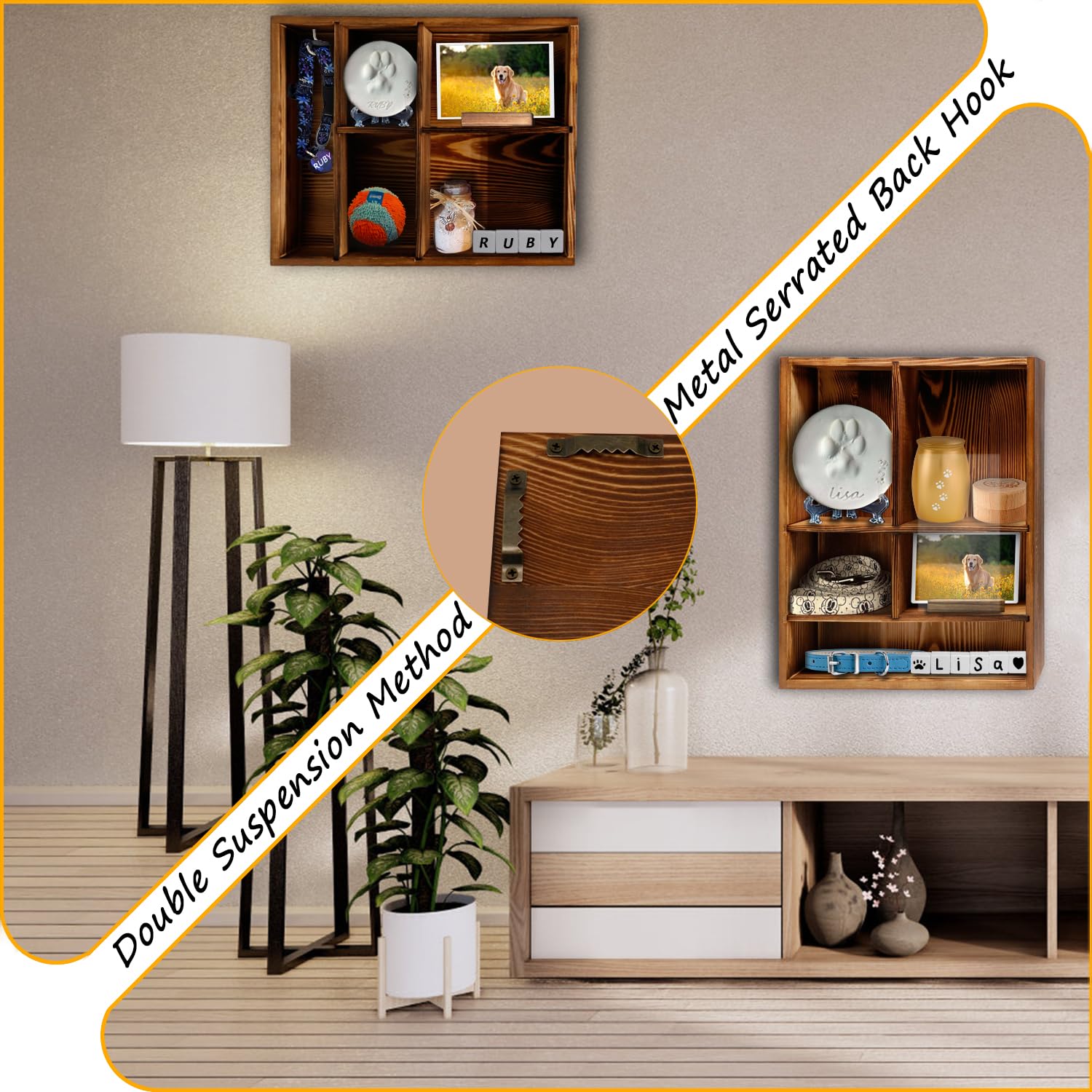 Sofunii Pet Memorial Shadow Box photo stand ready for cherished photos