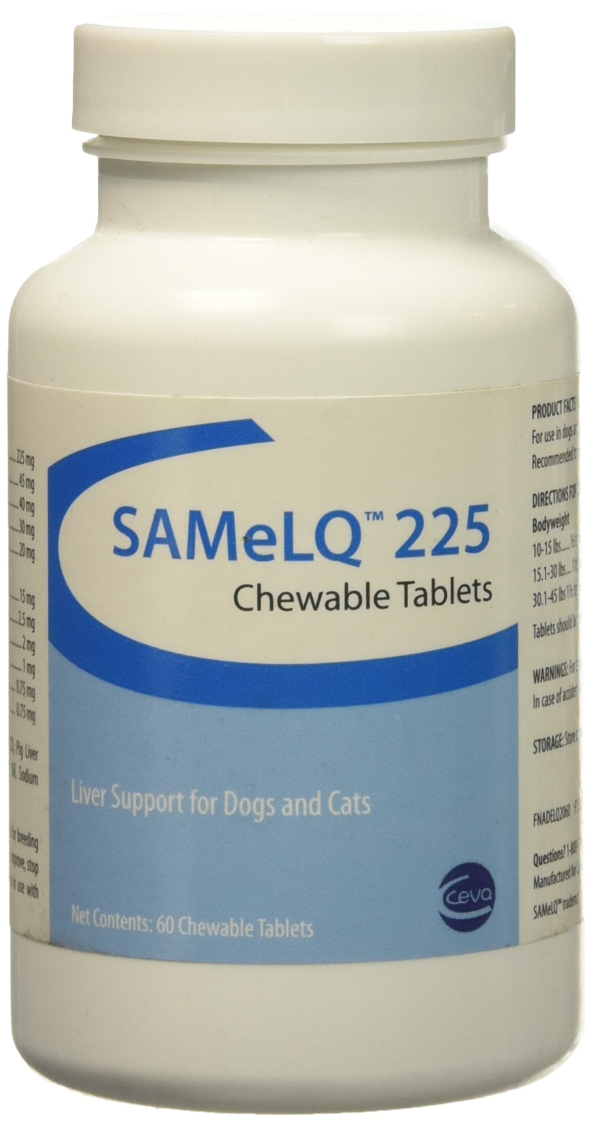 Sogeval SAMe 225mg dog tablets pack supports liver function and easy daily supplementation.