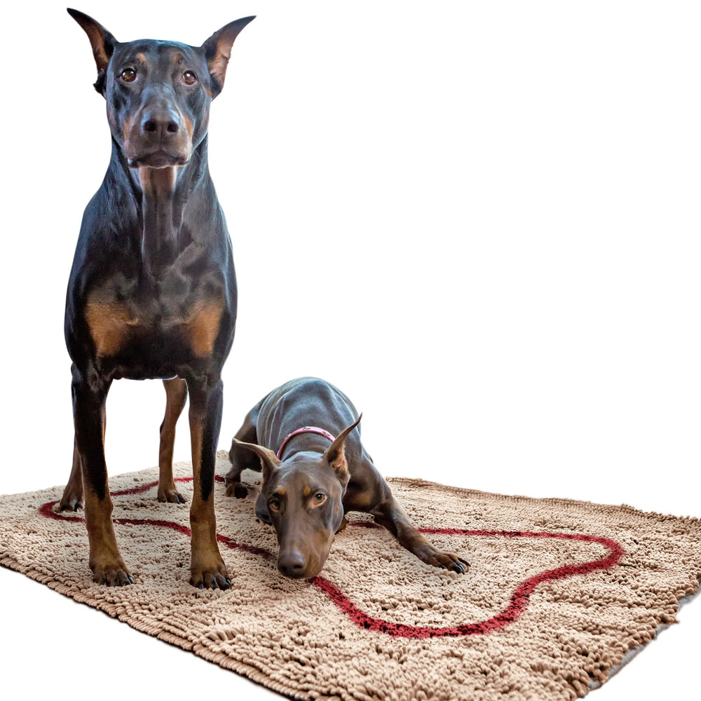 Soggy Doggy Doormat bone design closeup highlighting ultra-absorbent microfiber for muddy paws