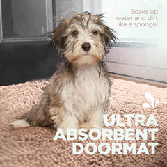 Soggy Doggy Doormat chenille detail highlights plush fibers for gentle paw drying