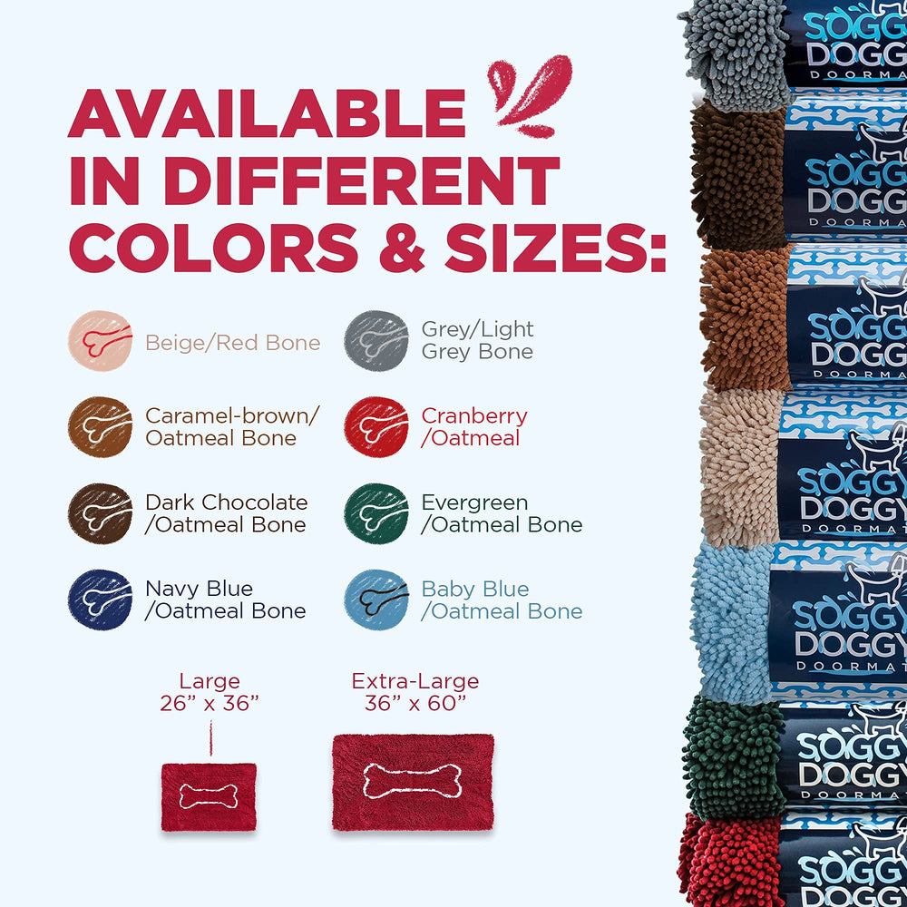 Soggy Doggy Doormat cranberry oatmeal color option blends with home décor