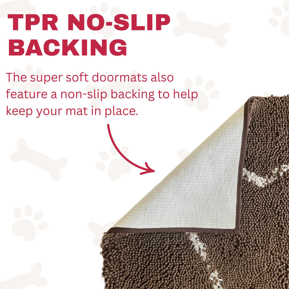 Soggy Doggy Doormat crate insert provides a dry kennel surface.