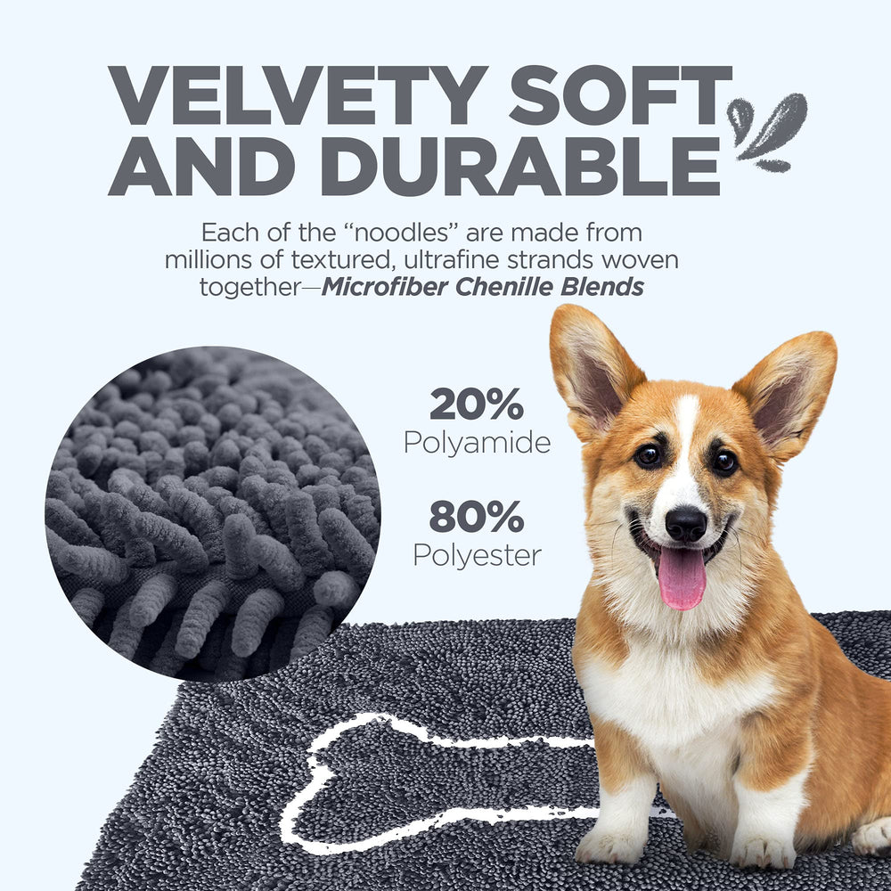 Soggy Doggy Doormat used as crate pad for cozy post-walk naps