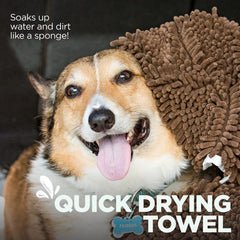 Soggy Doggy Doormat fast drying towel helps reduce odors after adventures.