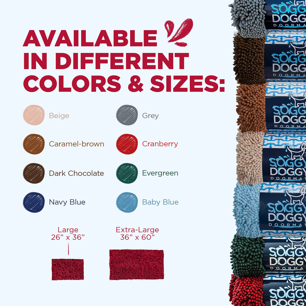 Soggy Doggy Doormat large 26x36 inches covers entryways effectively.