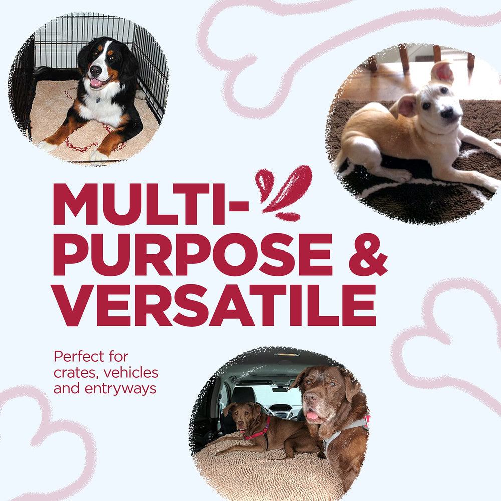 Soggy Doggy Doormat machine-washable care tag indicates easy upkeep after spills