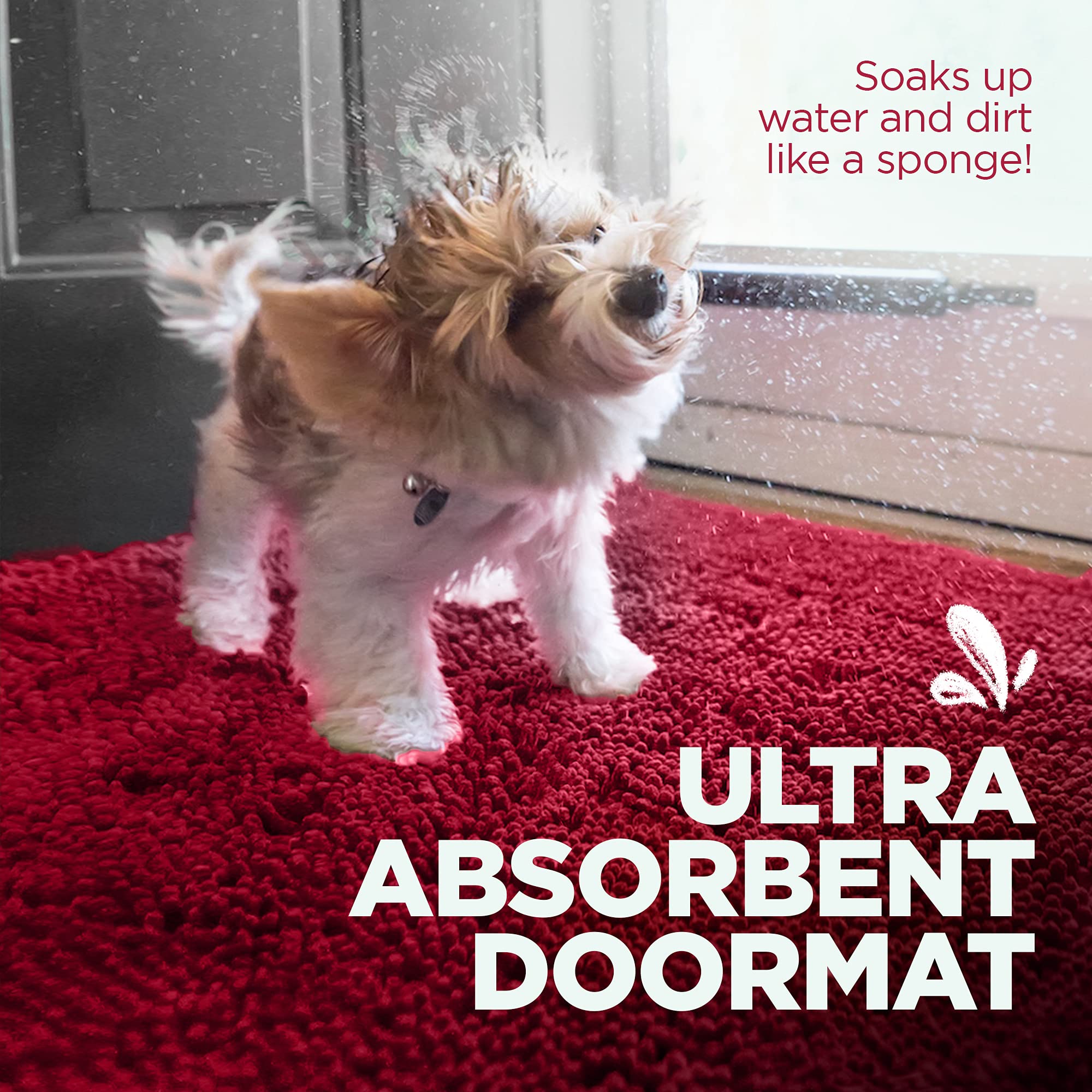 Soggy Doggy Doormat non-slip backing maintains placement during use.