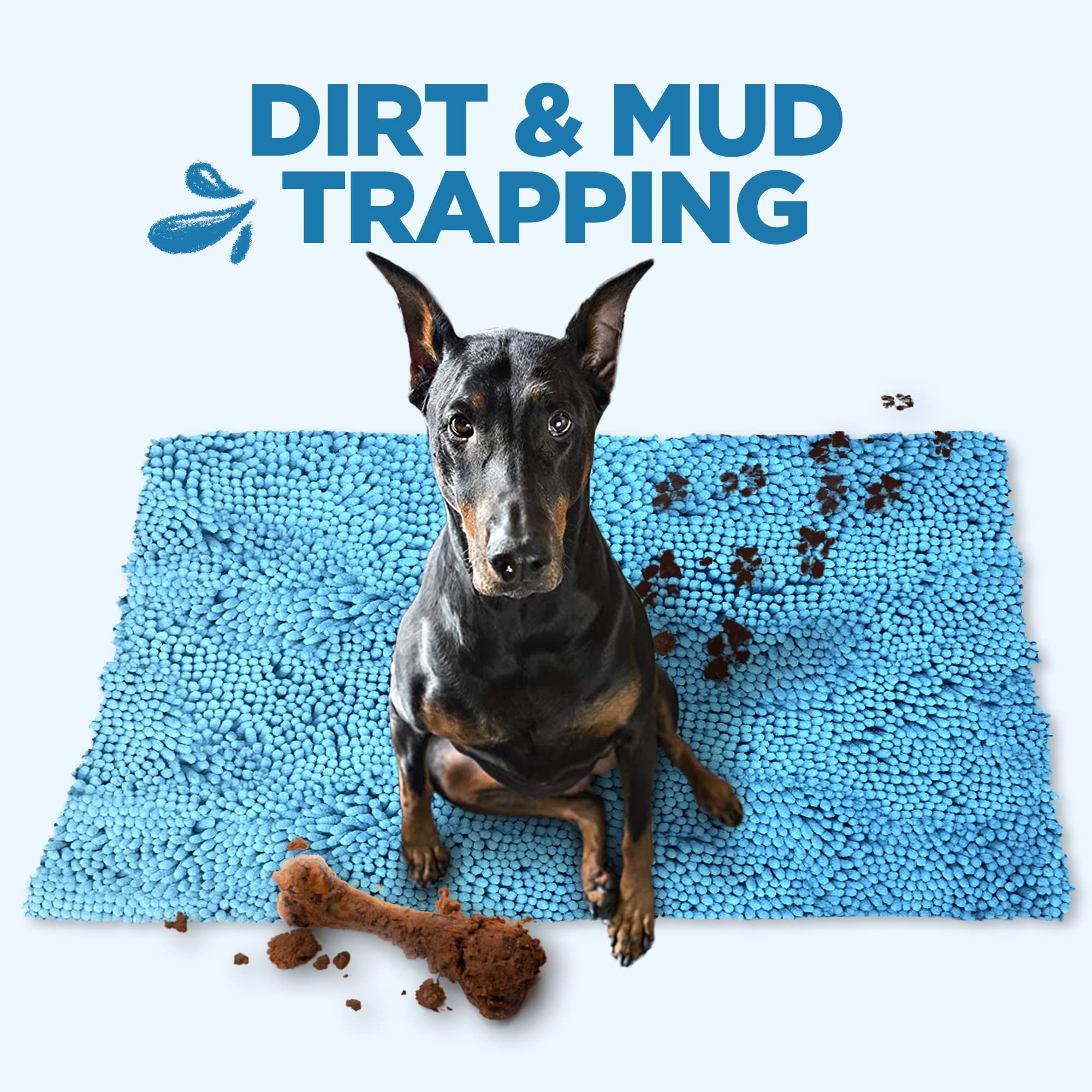 Soggy Doggy Doormat with non-slip backing keeps it from sliding.