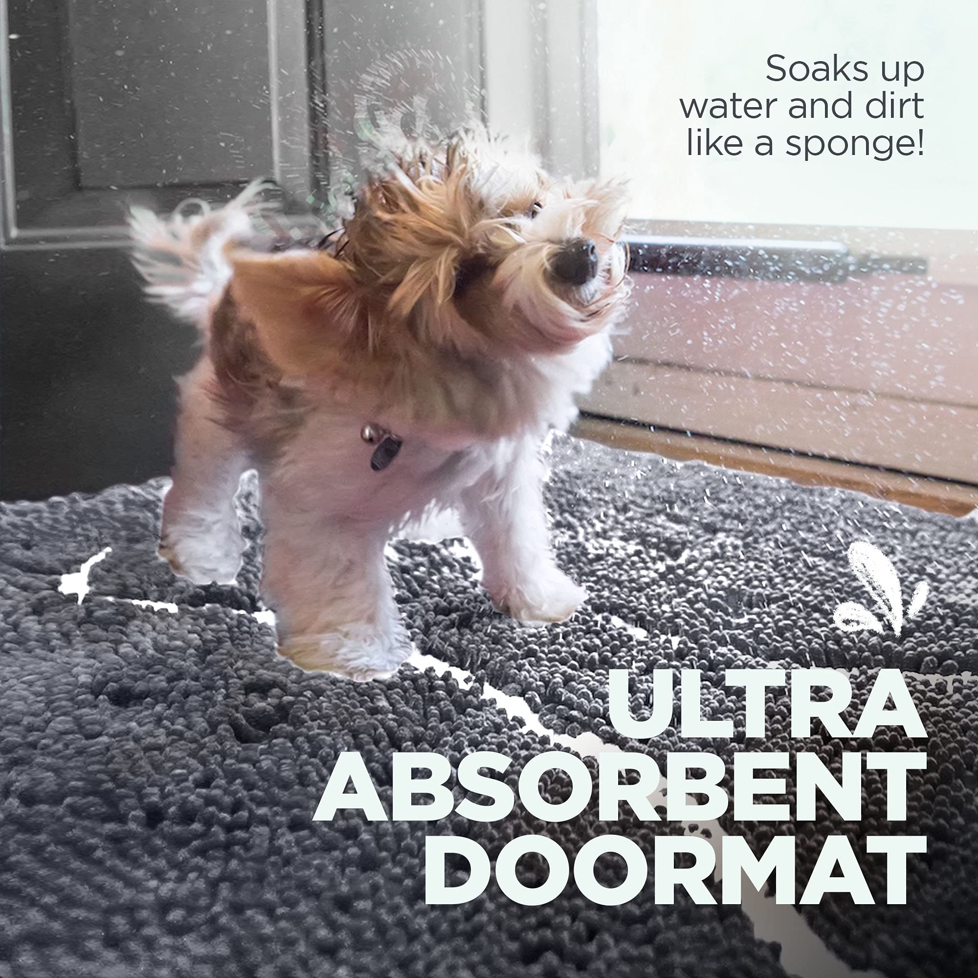 Soggy Doggy Doormat anti-slip backing stays put on floors