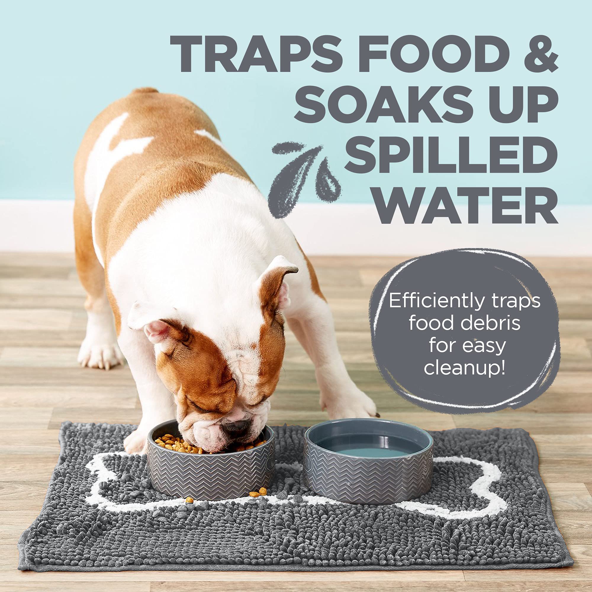 Soggy Doggy Slopmat absorbent chenille fibers capture spills for easy cleanup