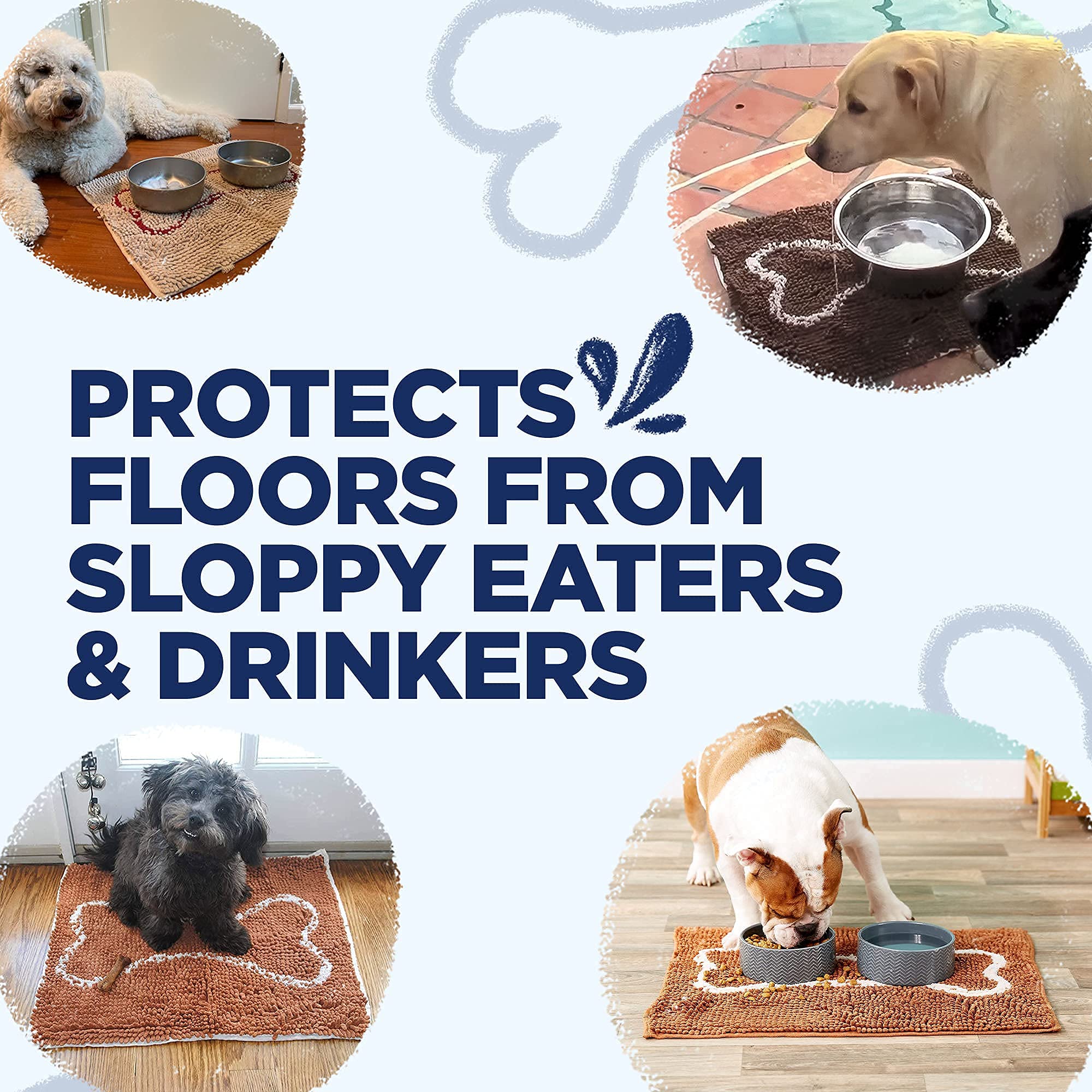 Soggy Doggy Slopmat bone-pattern detail adds style while absorbing spills.