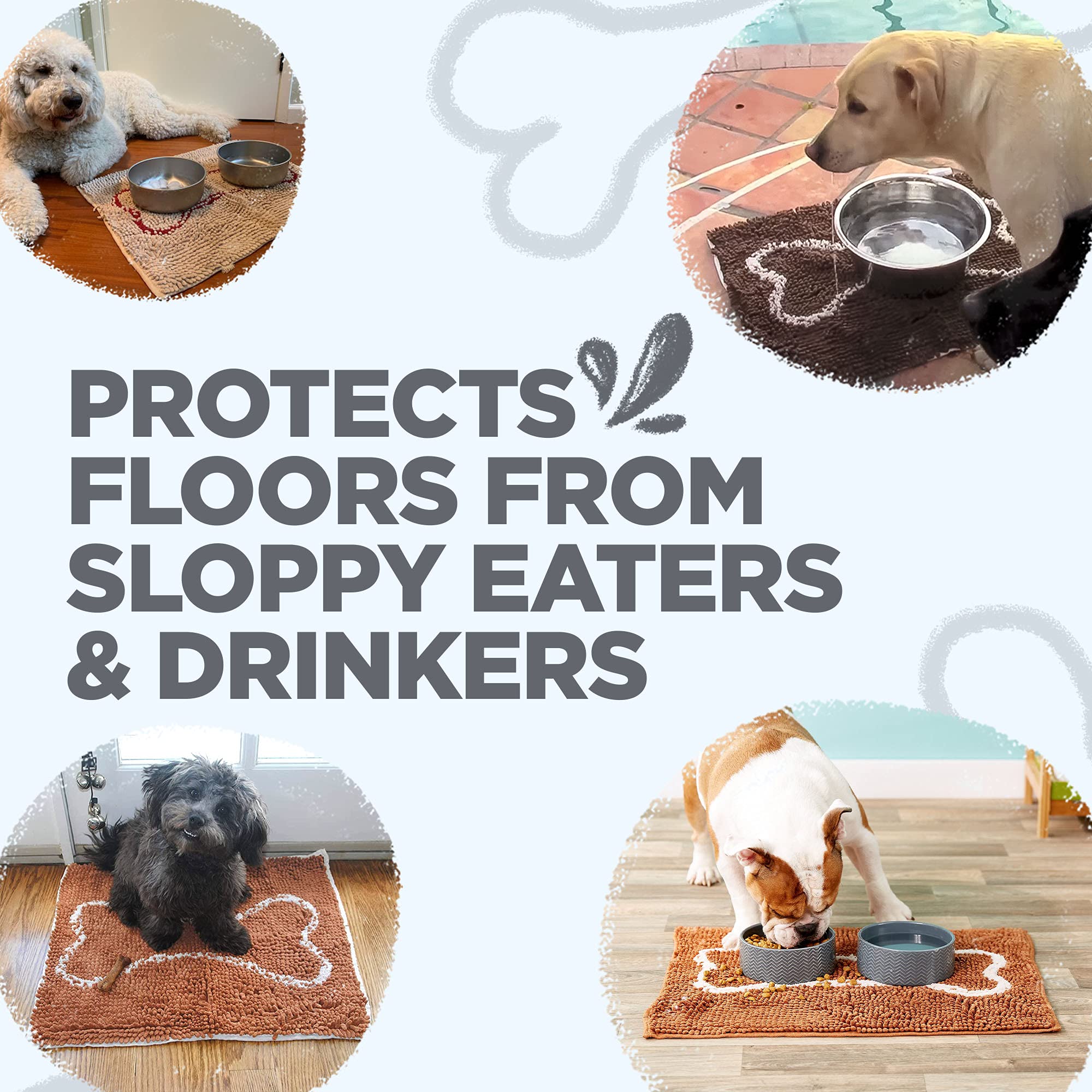 Soggy Doggy Slopmat dog meal area demonstrates versatile feeding mat use