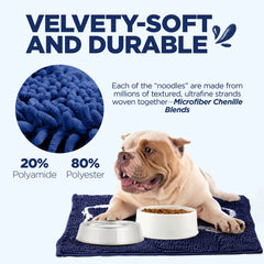 Soggy Doggy Slopmat under bowls setup highlights quick-dry surface and odor control.