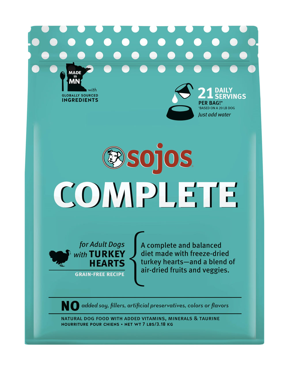 Sojos natural pet food complete turkey recipe dehydrated dog food bag ready for quick meals