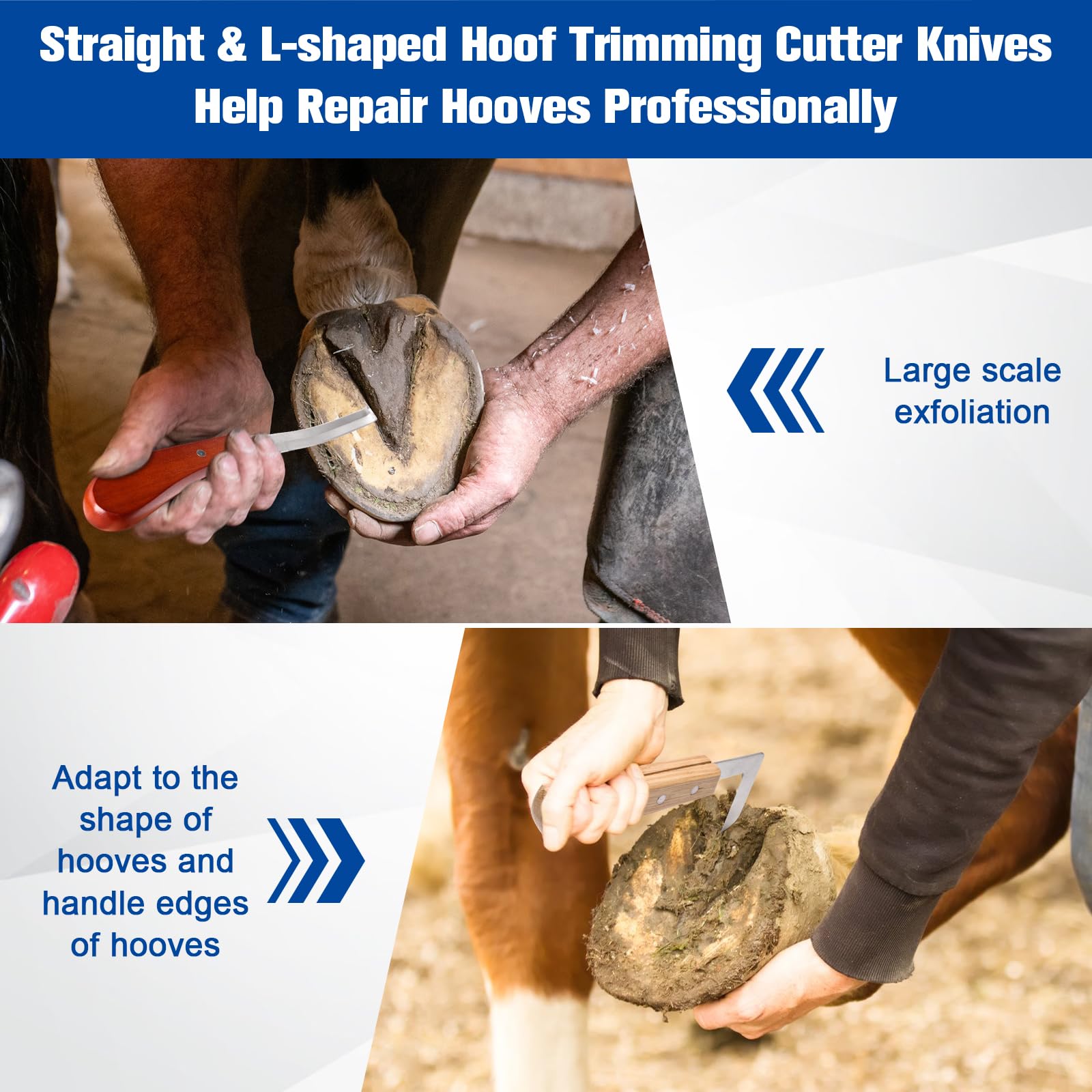 Solaradgy straight-hoof-cutter-knife close-up demonstrates ergonomic bent handle.