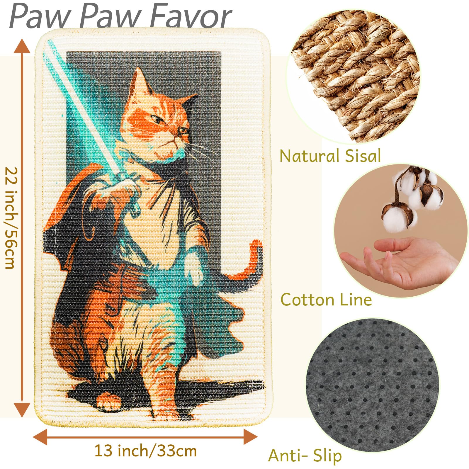 SOLDAY Lightsaber Cat Scratcher close-up sisal texture highlights natural scratching surface.