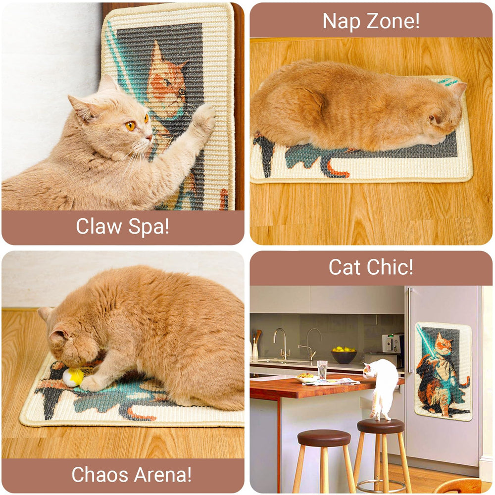 SOLDAY Lightsaber Cat Scratcher protects furniture by directing claws away from upholstery.