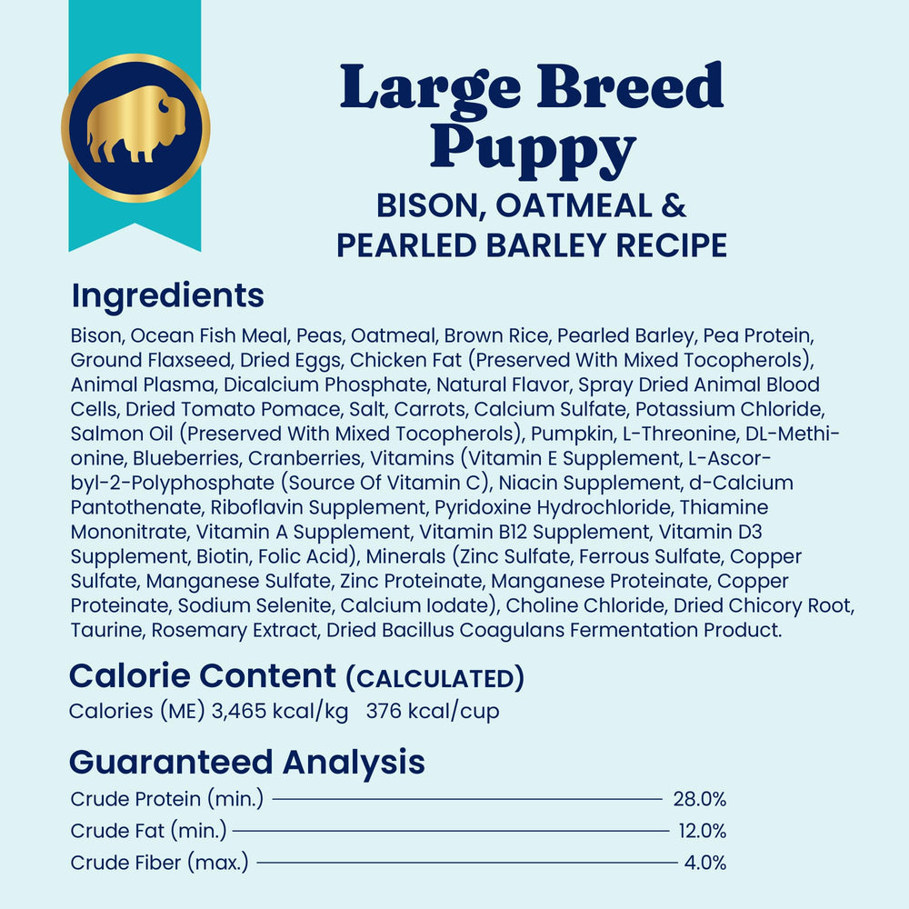 Solid Gold 22-lb bag of dry puppy food for ongoing meals.