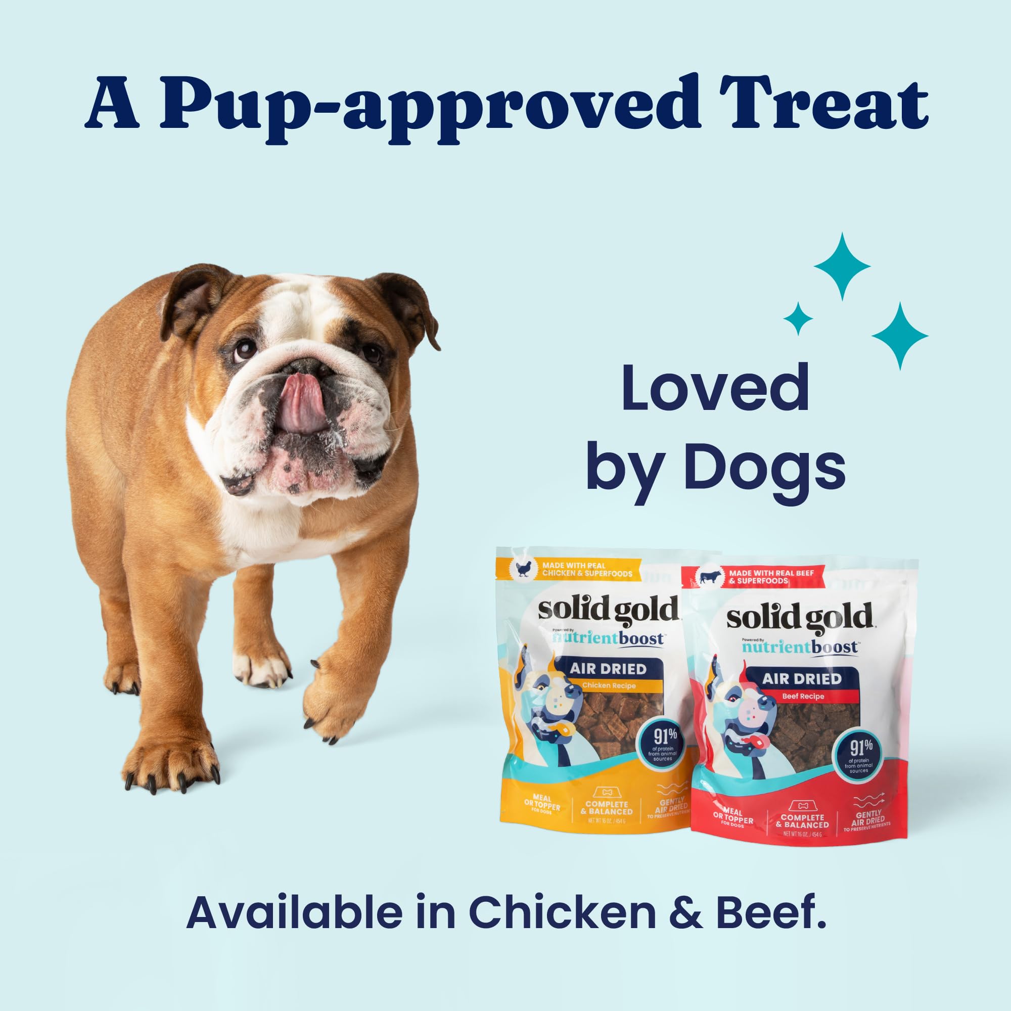 Solid Gold air dried toppers picky-eaters-all-sizes entice dogs of any age.