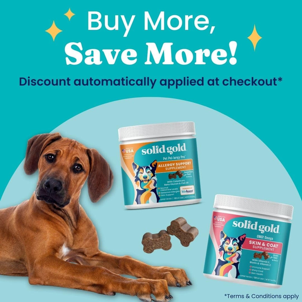 Solid Gold Alaskan Salmon Oil image, skin, coat, immune support focus.