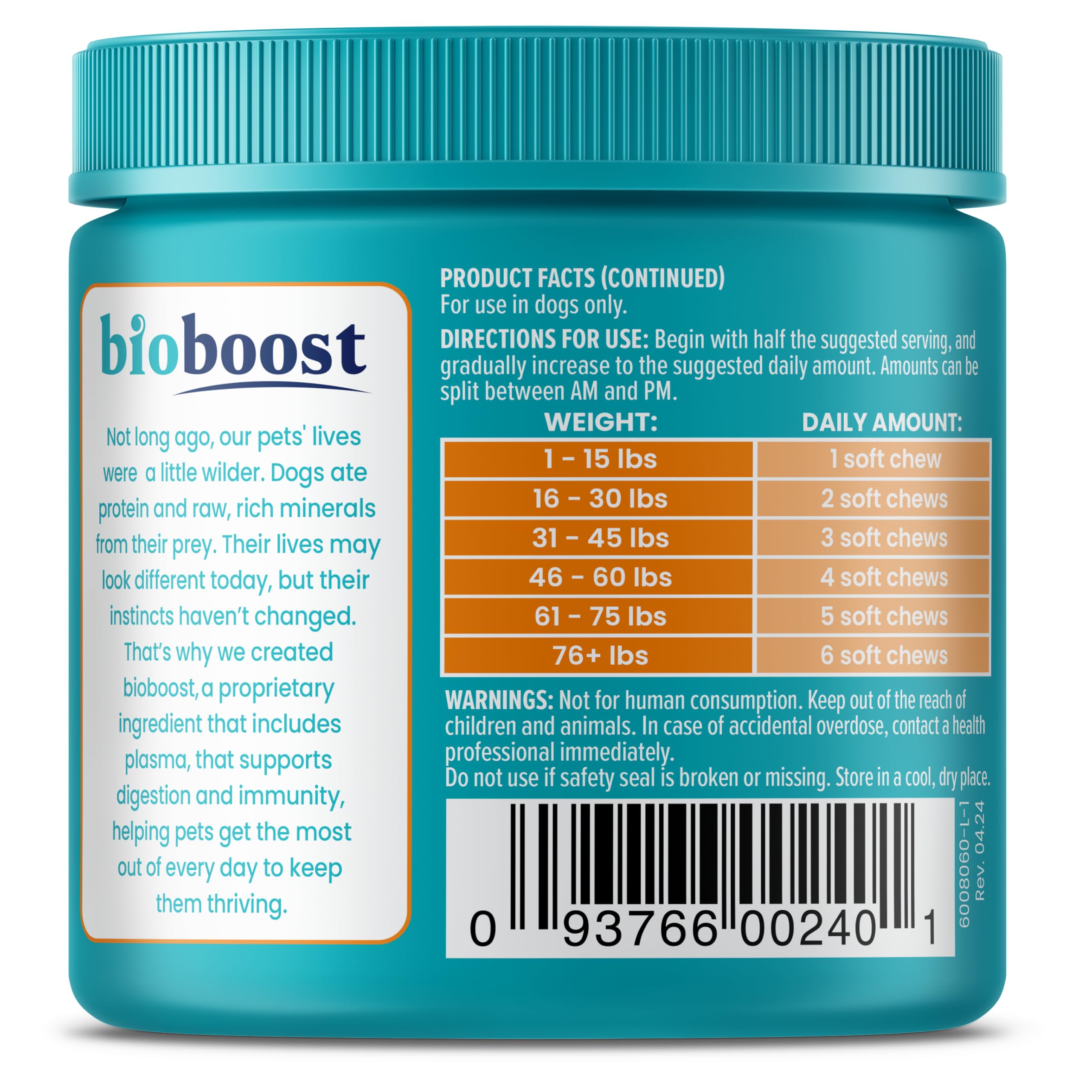 Solid Gold allergy chews ingredient panel reveals probiotics and botanicals