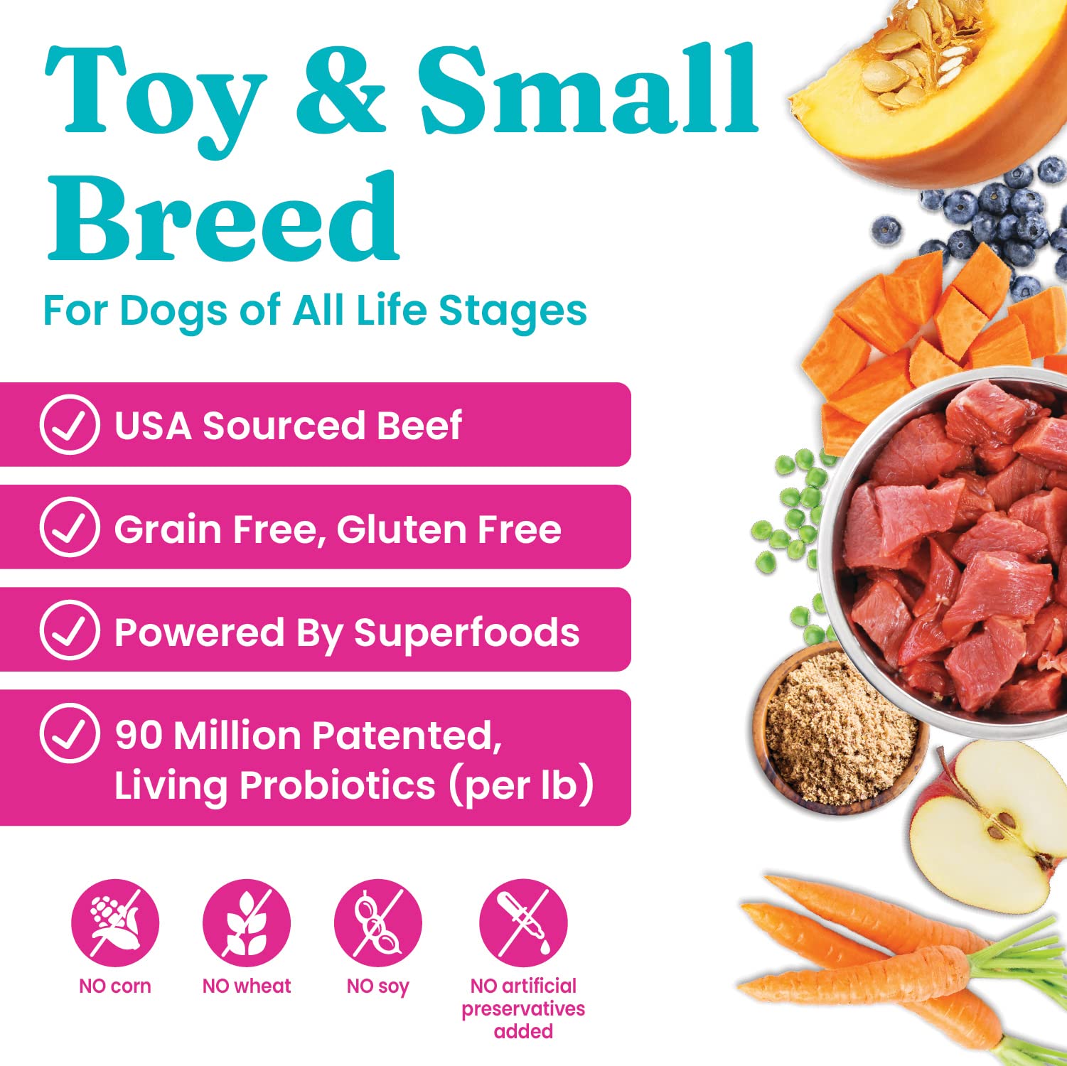 Solid Gold Mighty Mini demonstrates real beef as the first ingredient for protein-rich meals