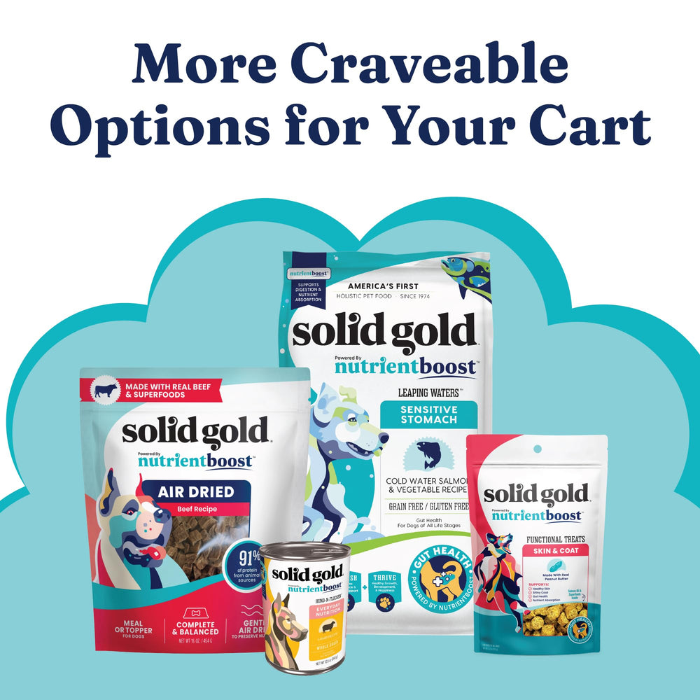 Solid Gold calming chews melatonin chamomile valerian closeup shows soothing ingredients for serene moments