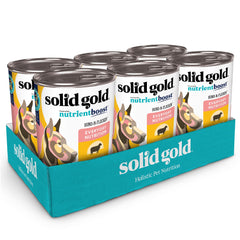Solid Gold canned dog food lamb pate front view; high-protein meal option for adult dogs.