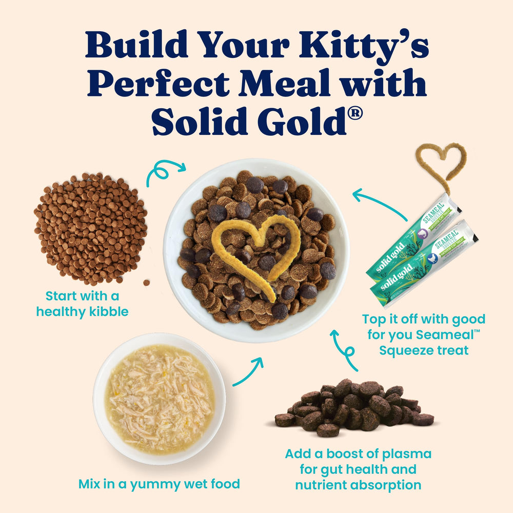 Solid Gold grain-free gluten-free ingredients highlight a sensitive-stomach-friendly formula.