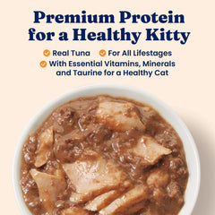 Solid Gold Five Oceans tuna shreds detail shows real tuna texture for palatable meals.