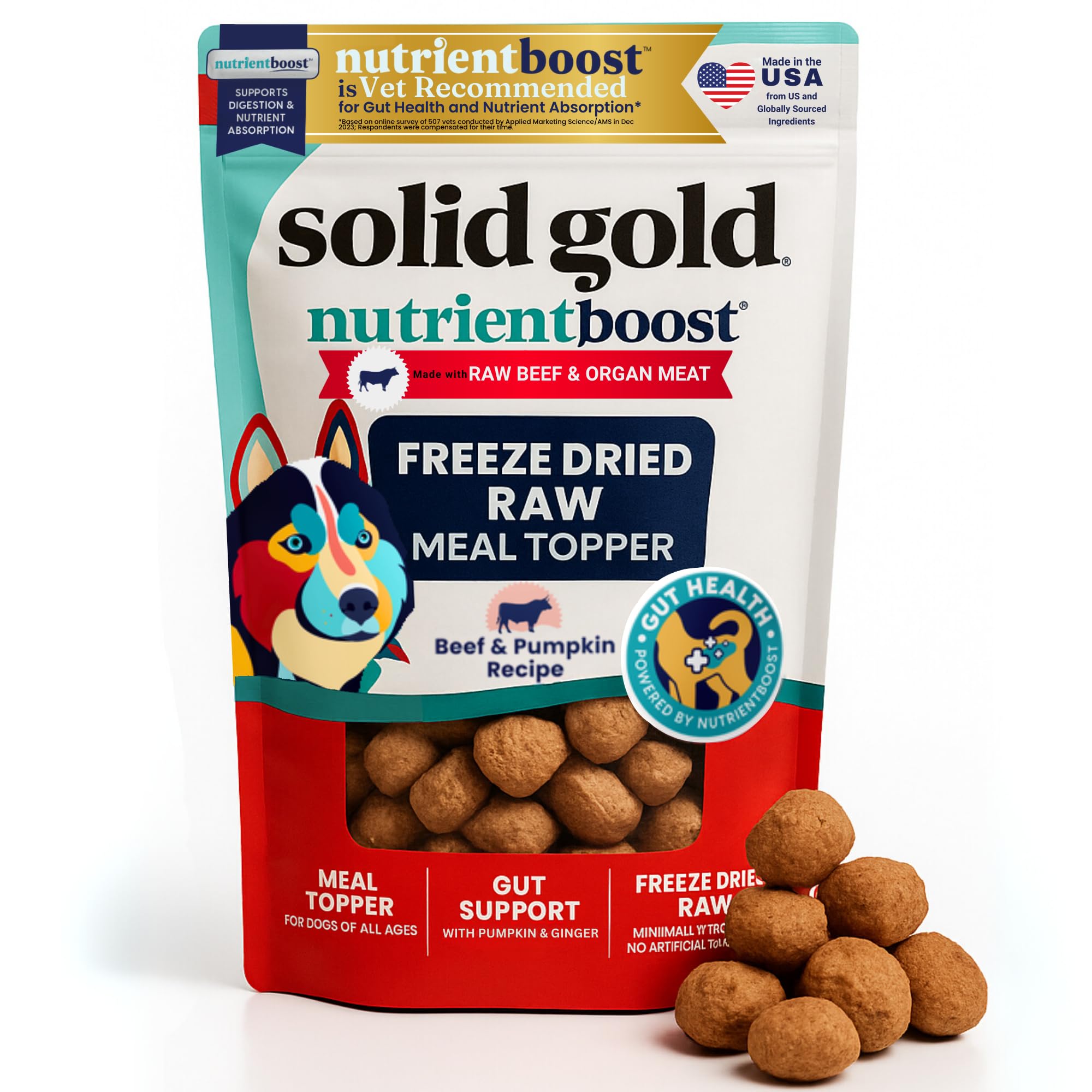 Solid Gold Freeze Dried Dog Food Topper beef chunks deliver protein-boosted meals