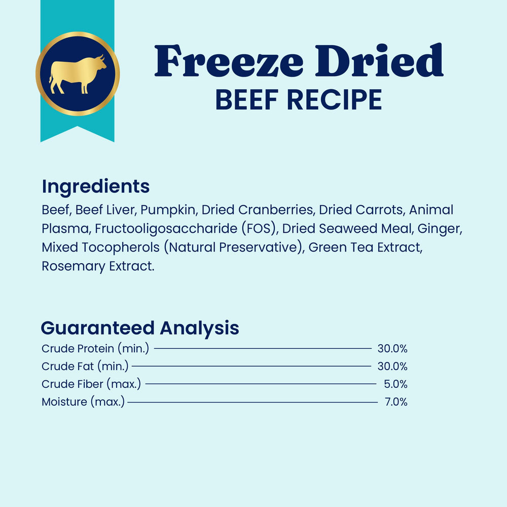 Solid Gold Freeze Dried Dog Food Topper ready-to-serve at mealtime on a plate