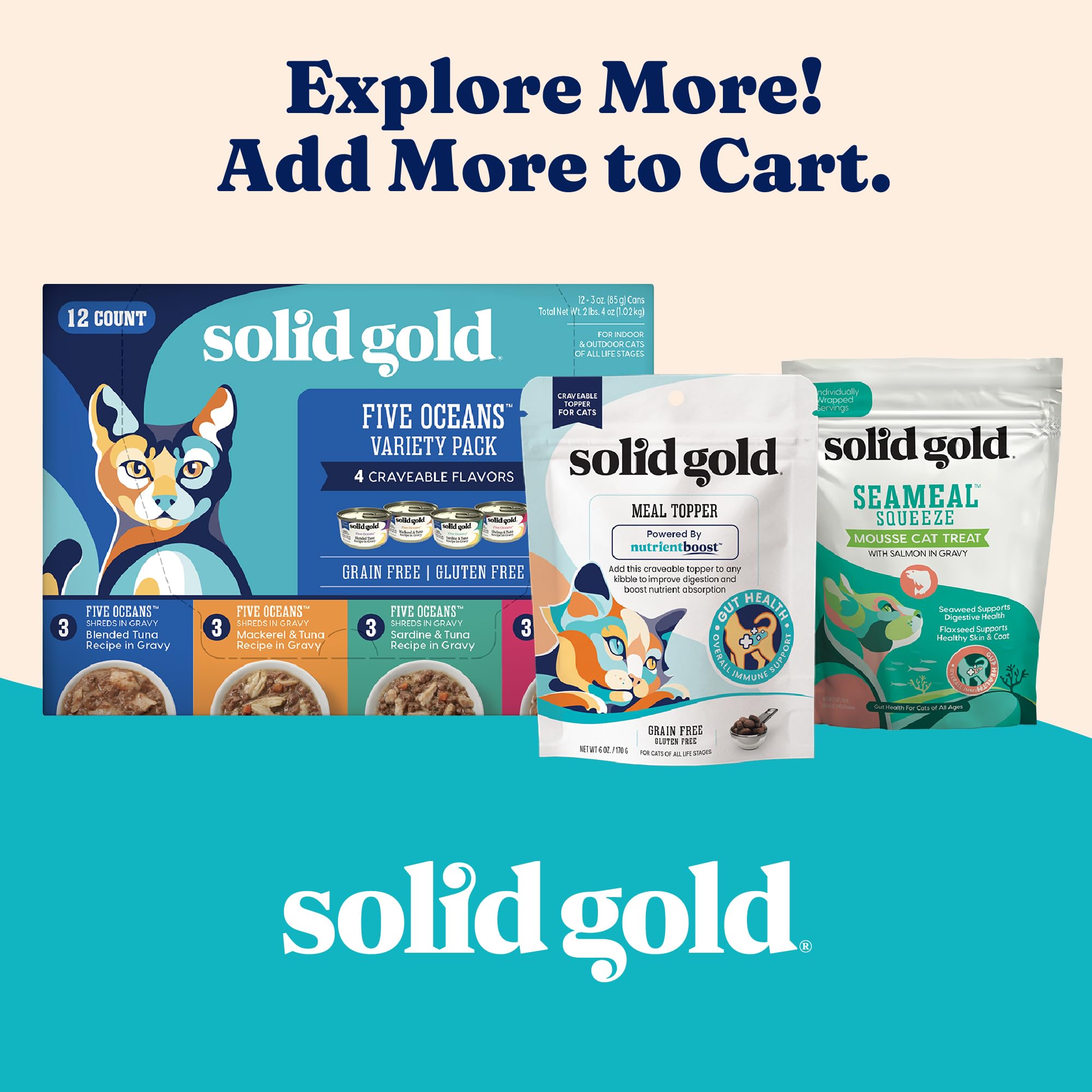 Solid Gold Katz-N-Flocken indoor-cat-ready kibble supports easy digestion for sensitive stomachs.