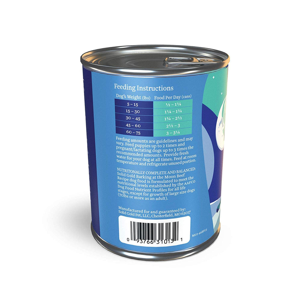 Solid Gold prebiotics and superfoods promote gut health in wet dog food.