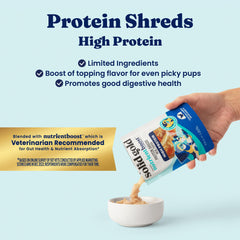 Solid Gold Protein Shreds broth pour adds savory moisture to kibble.