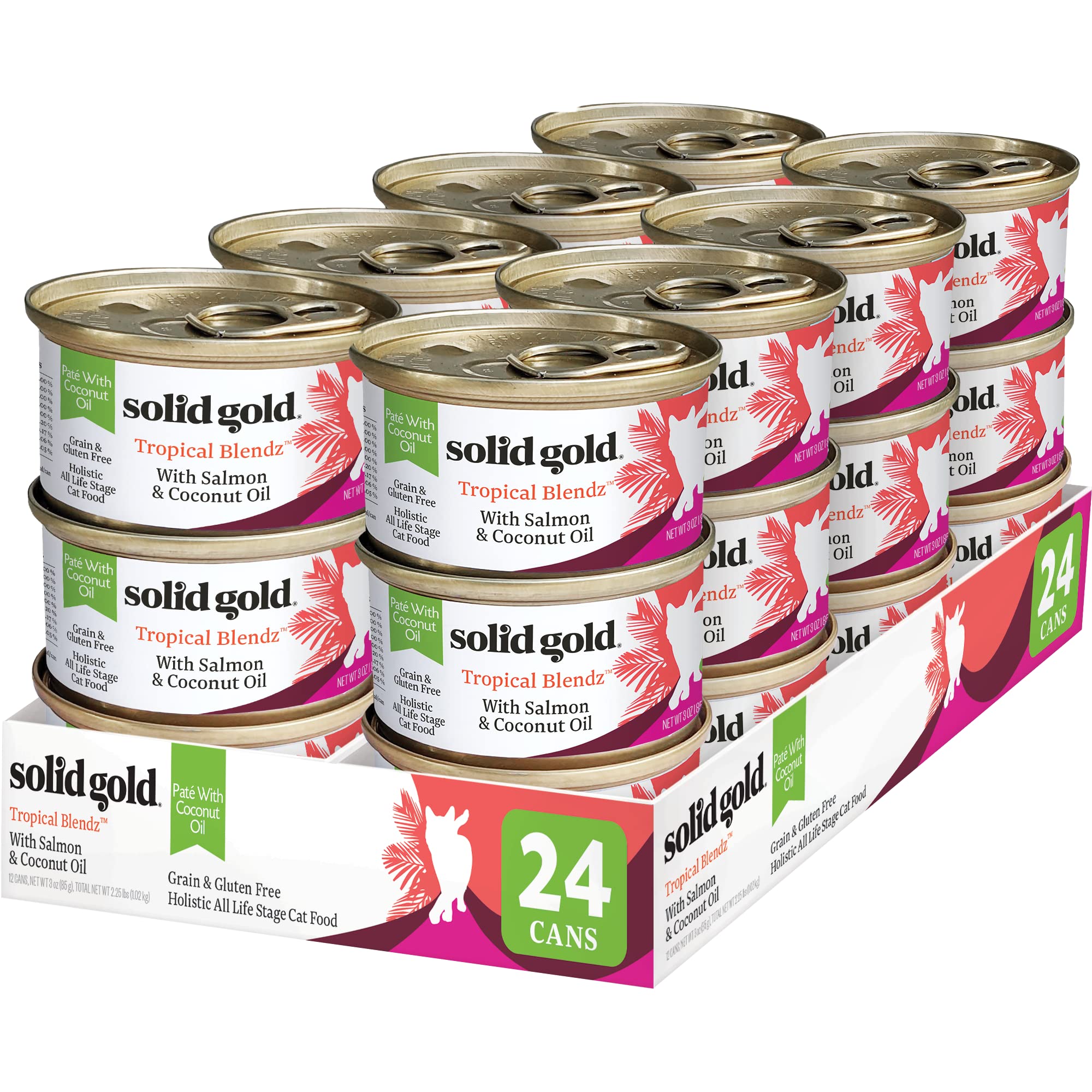 Solid Gold salmon pate with coconut oil close-up for protein-rich cat meal