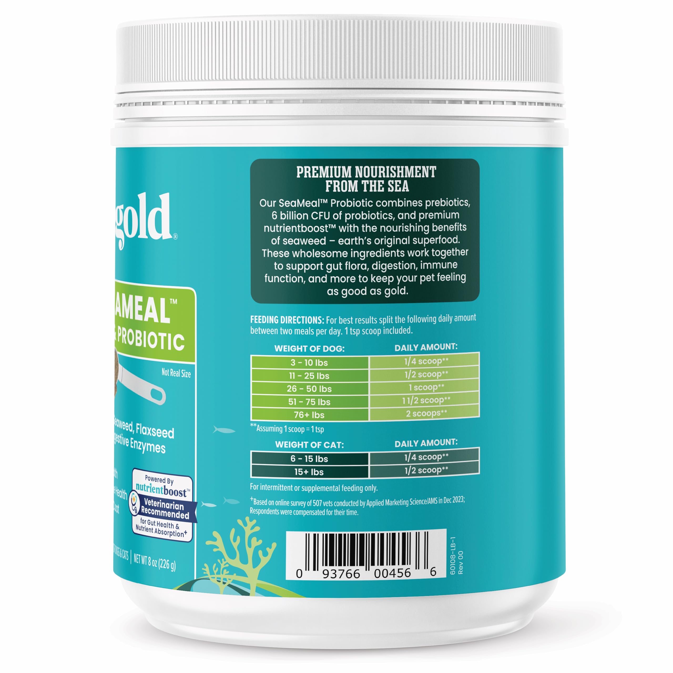 Solid Gold SeaMeal daily-use serving image suggesting easy powder dosing for pets.