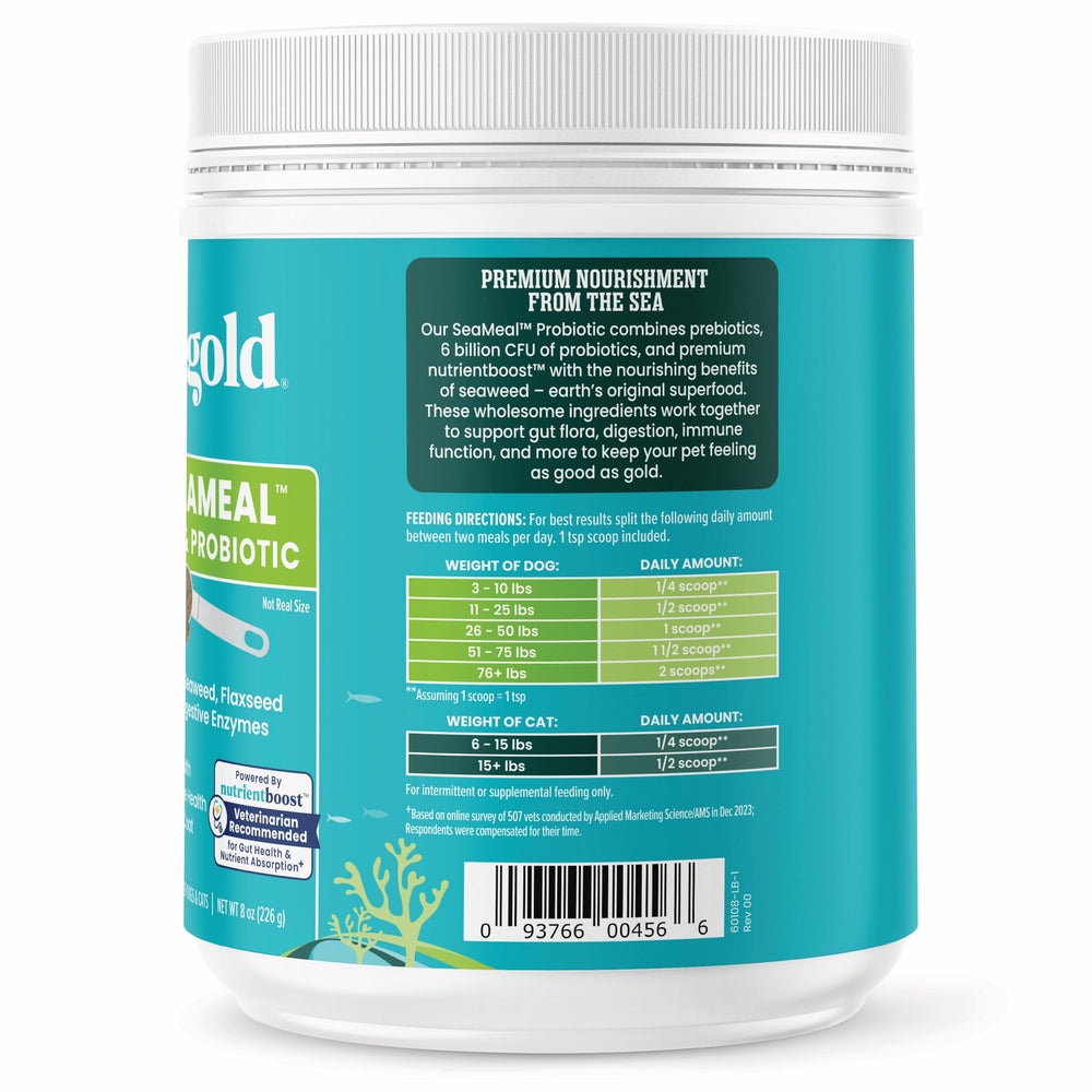 Solid Gold SeaMeal daily-use serving image suggesting easy powder dosing for pets.