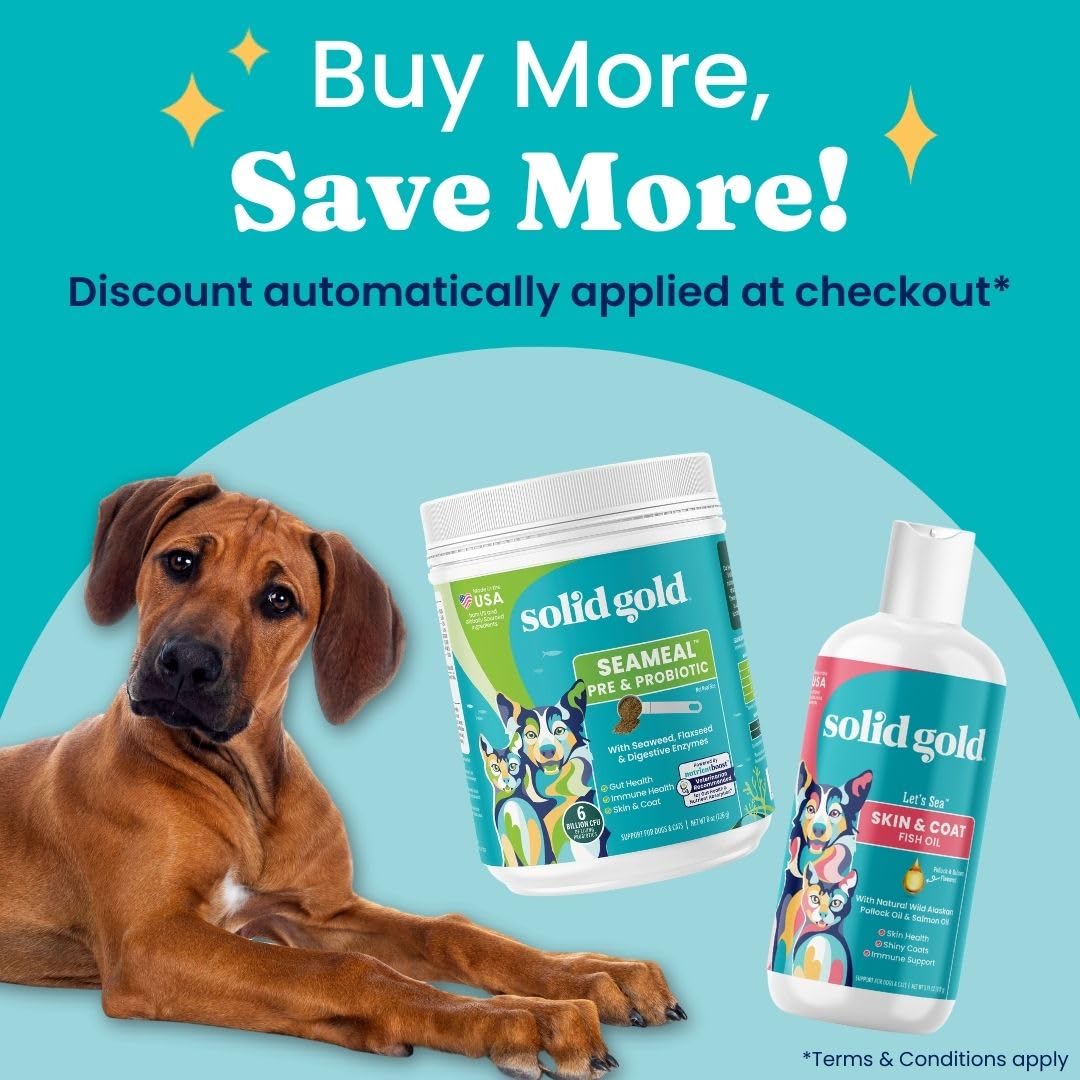 Solid Gold SeaMeal ingredients kelp image emphasizing immune support and nutrient blend.