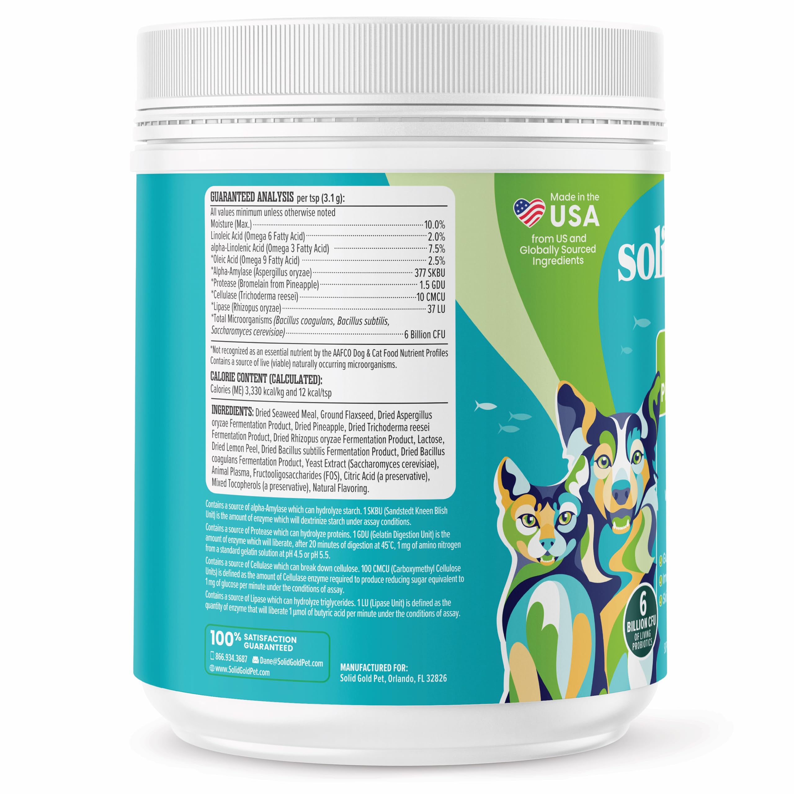 Solid Gold SeaMeal nutrientboost formula showcasing minerals and digestive enzymes.