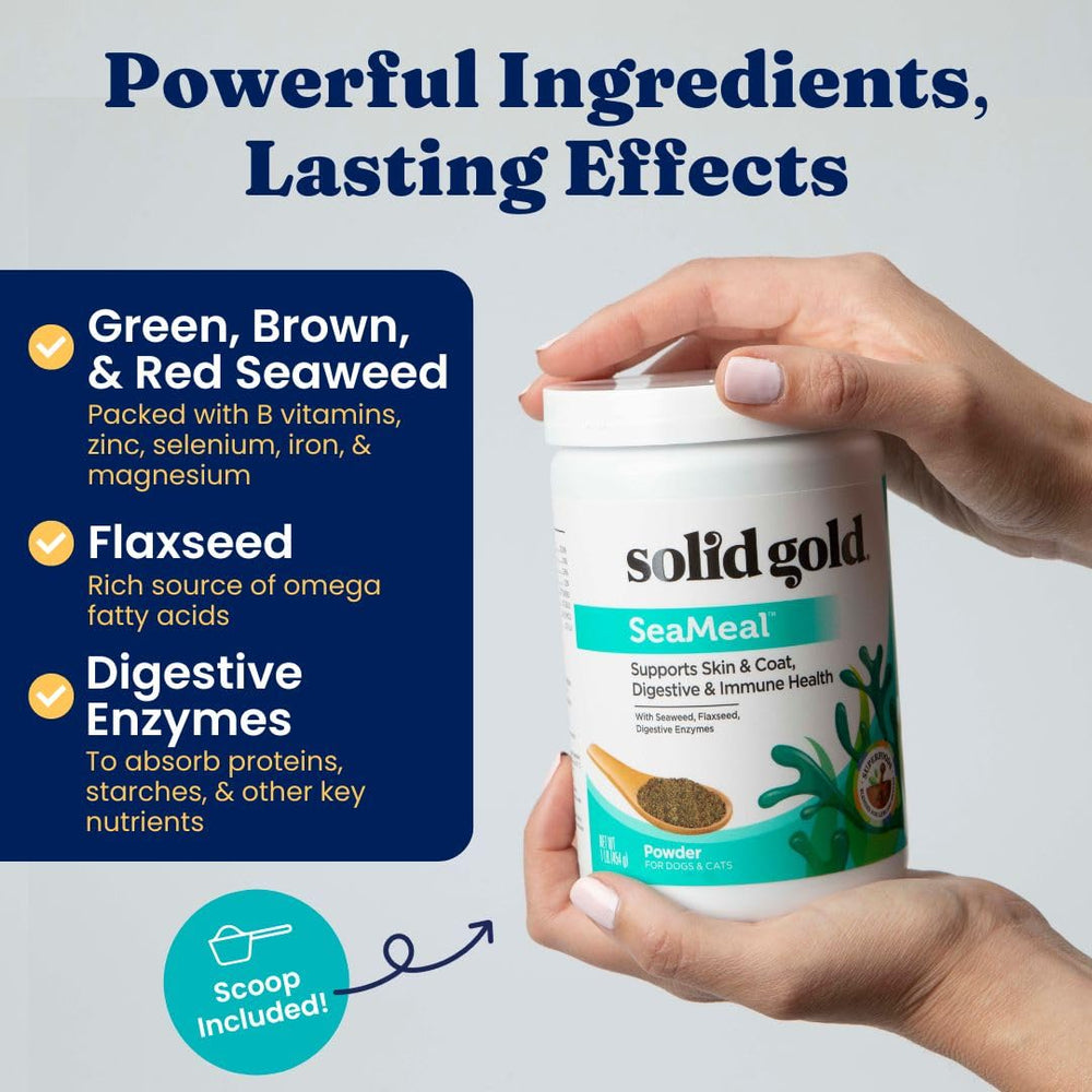 Solid Gold SeaMeal paste-mixing helps easy feeding and texture control.