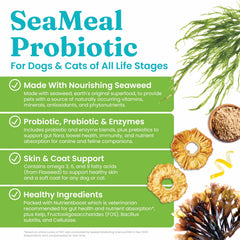 Solid Gold SeaMeal prebiotics and enzyme blend label focusing on gut health.