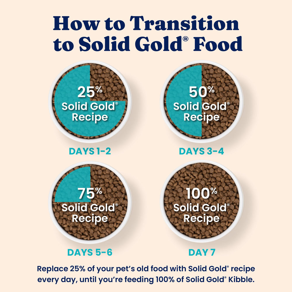 Solid Gold Sensitive Stomach packaging-6lb bag conveys convenient dry food option.