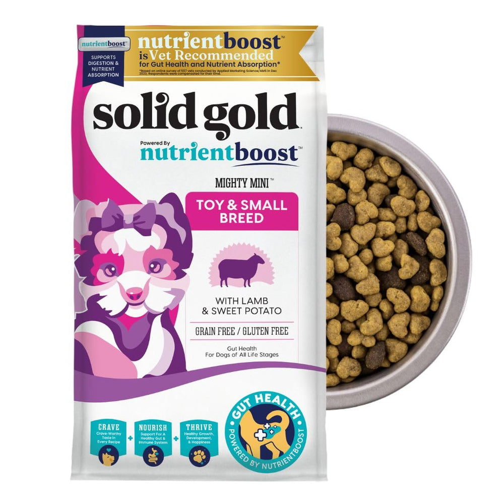 Solid Gold toy small-breed-dry-dog-food bowl easy to chew bites for tiny breeds.