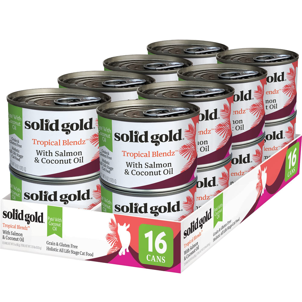 Solid Gold Tropical Blendz Salmon Pate with Coconut Oil—creamy texture boosts palatability