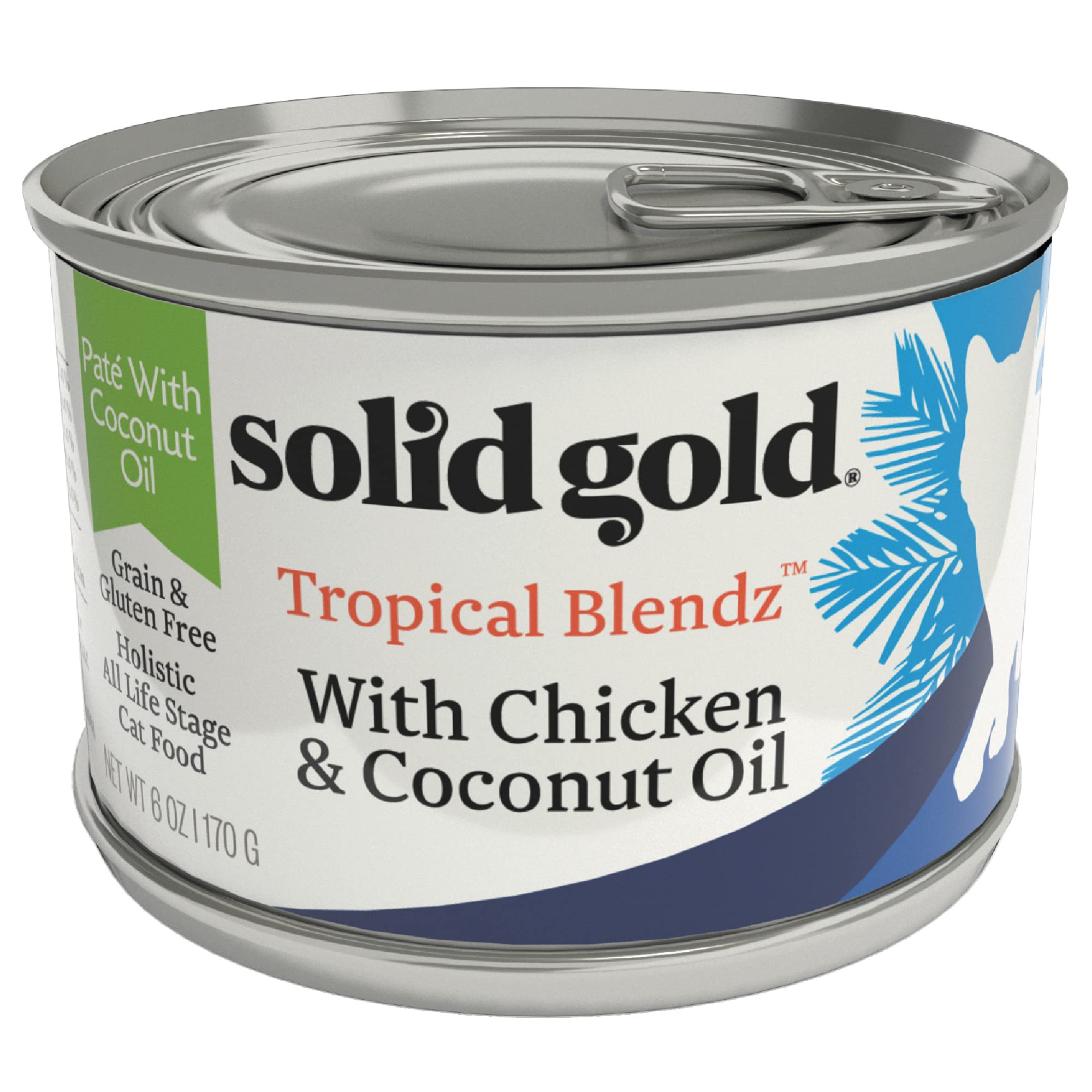 Solid Gold Tropical Blendz can label highlights real chicken and coconut oil