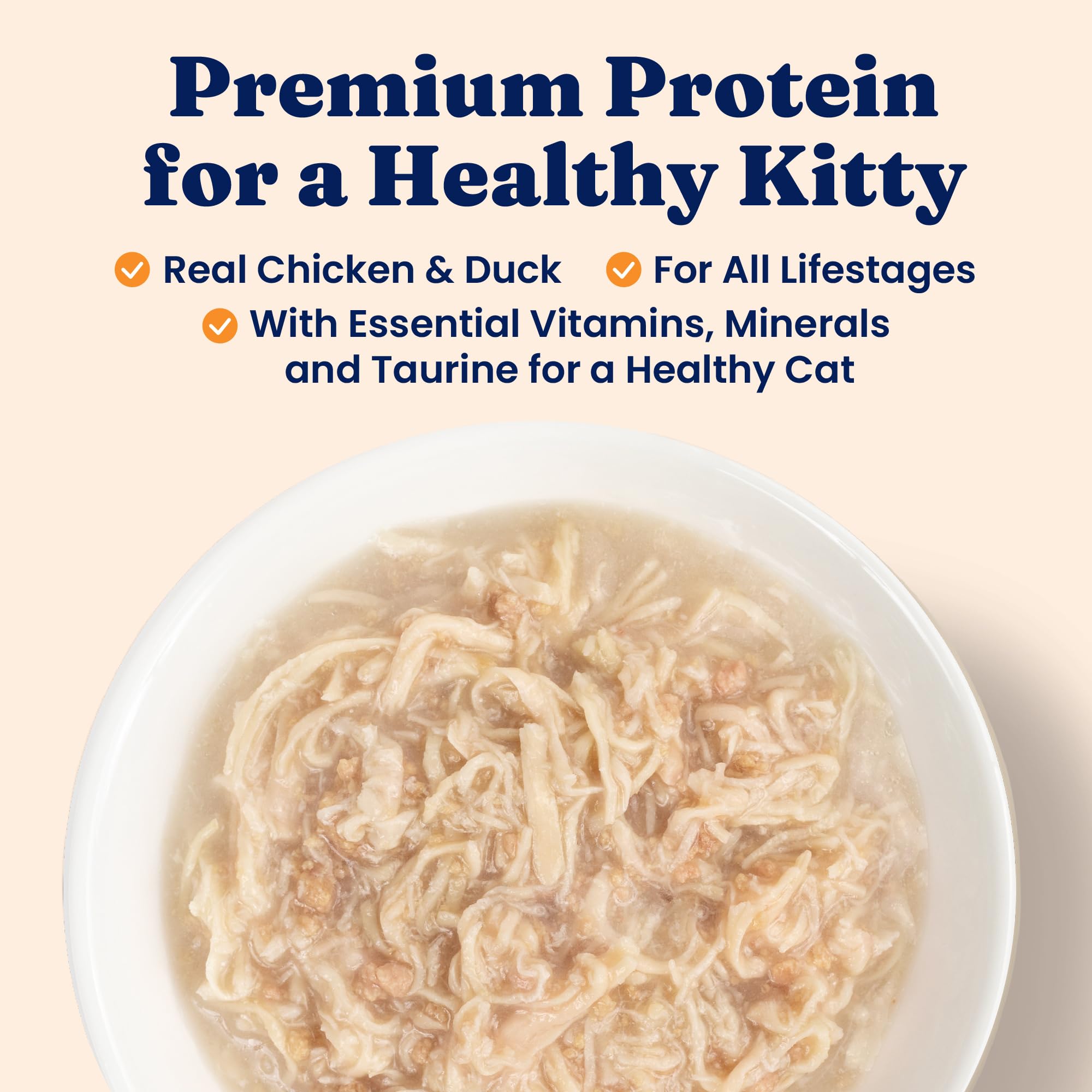 Solid Gold chicken-duck shreds closeup highlight palatable texture and high-protein appeal.
