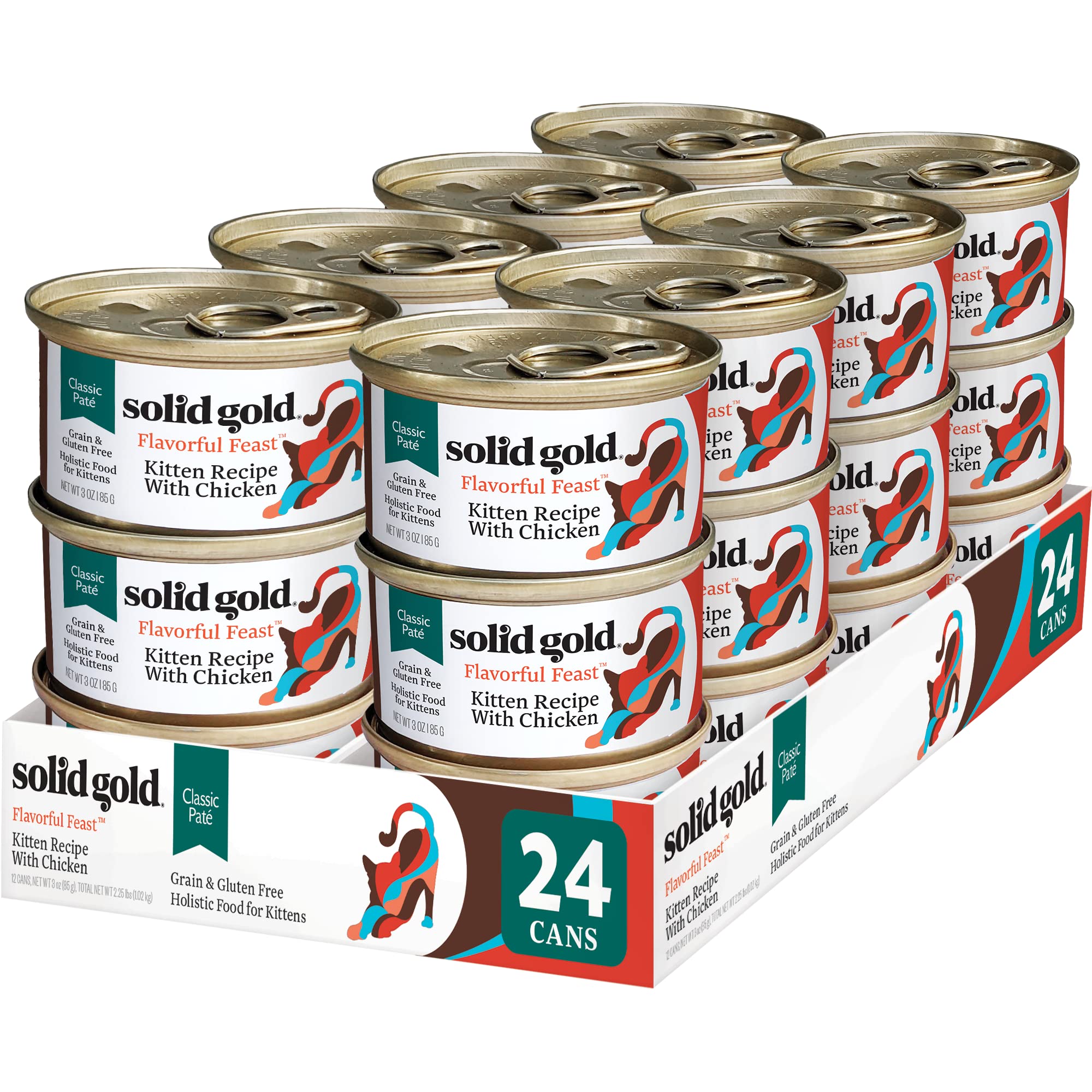Solid Gold wet cat food pate kittens chicken 3oz can real protein for kittens