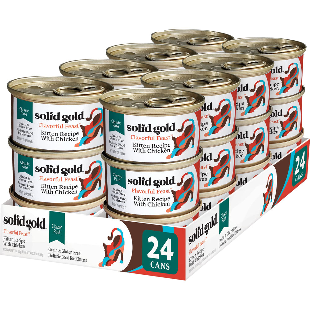 Solid Gold wet cat food pate kittens chicken 3oz can real protein for kittens